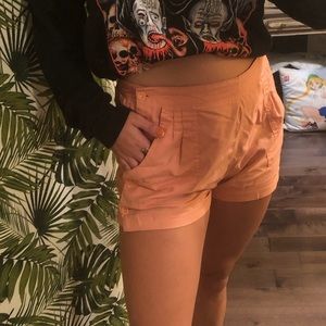 Lightweight pink button up shorts